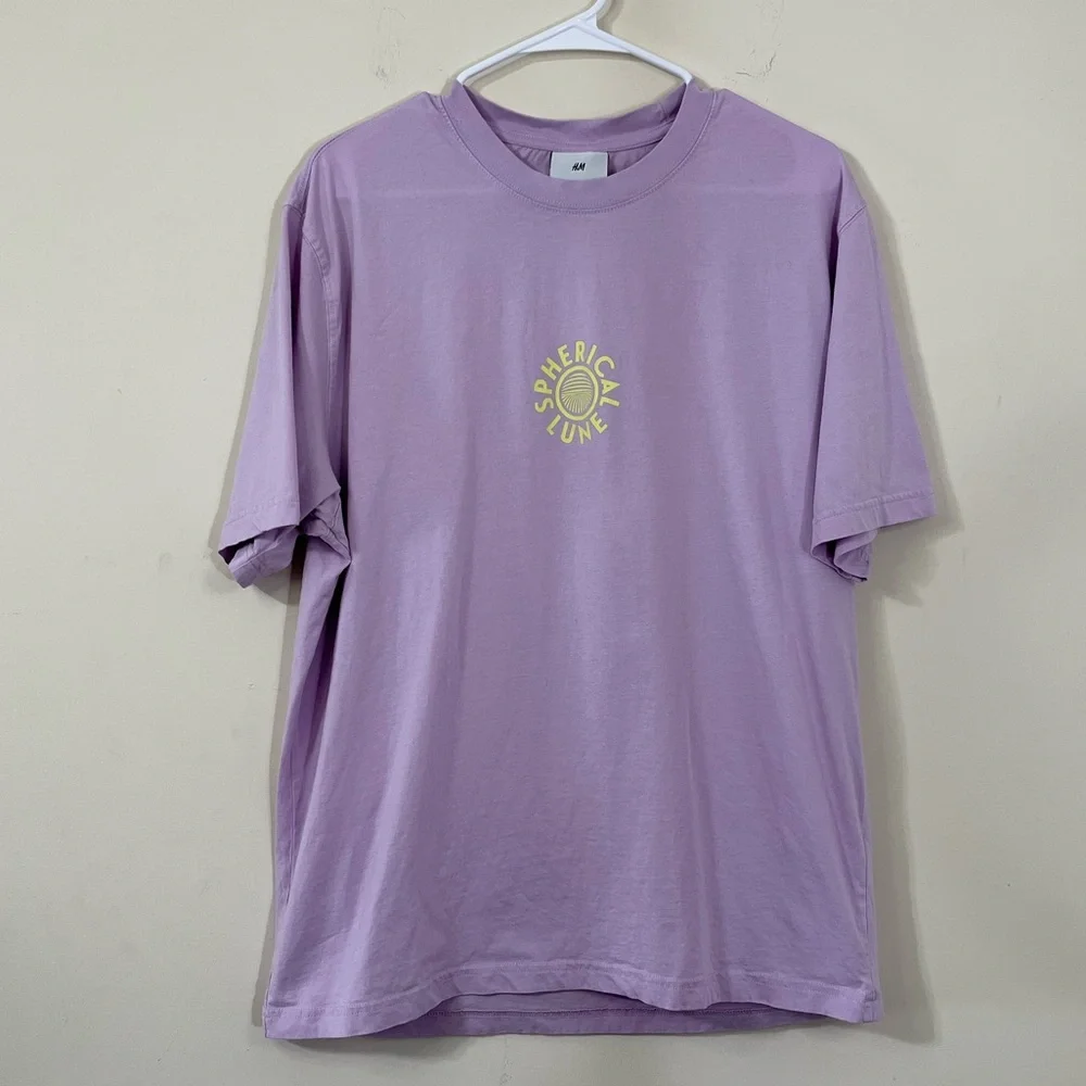 H&M Purple Lime Green Spherical Lune Graphic Tee - Picture 2 of 8